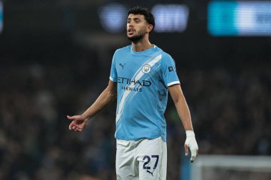Manchester City 'den Matheus Nunes Premier League maçı sırasında Manchester City, Etihad Stadyumu' nda Sunderland 'a karşı, 6 Aralık 2025 