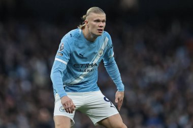 Manchester City 'den Erling Haaland Premier League maçı sırasında Manchester City, Etihad Stadyumu' nda Sunderland 'a karşı, 6 Aralık 2025 