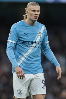 Manchester City 'den Erling Haaland Premier League maçı sırasında Manchester City, Etihad Stadyumu' nda Sunderland 'a karşı, 6 Aralık 2025 