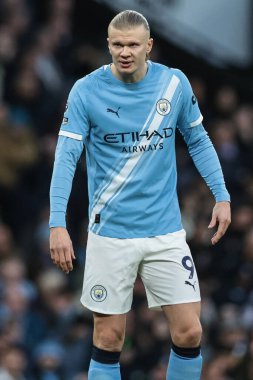 Manchester City 'den Erling Haaland Premier League maçı sırasında Manchester City, Etihad Stadyumu' nda Sunderland 'a karşı, 6 Aralık 2025 