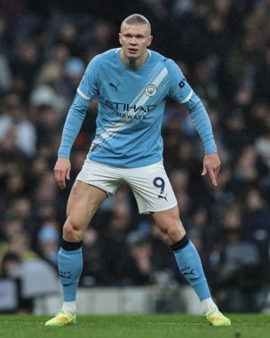 Manchester City 'den Erling Haaland Premier League maçı sırasında Manchester City, Etihad Stadyumu' nda Sunderland 'a karşı, 6 Aralık 2025 