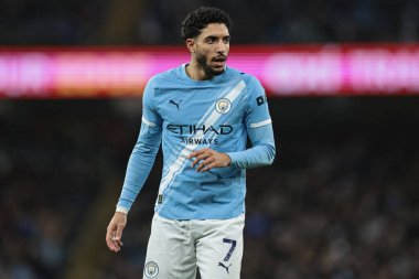 Manchester City ile Sunderland arasındaki Premier League maçı sırasında Manchester City 'den Omar Marmoush, Etihad Stadyumu, Manchester, İngiltere, 6 Aralık 2025 