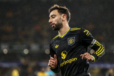 Manchester Untie 'den Bruno Fernandes Premier League karşılaşmasında Wolverhampton Wanderers, Manchester United' a karşı Molineux, Wolverhampton, Birleşik Krallık, 8 Aralık 2025 