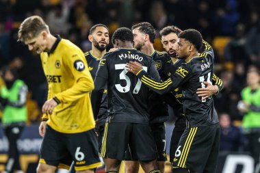 Bruno Fernandes of Manchester Untied celebrates his penalty goal to make it 1-4 during the Premier League match Wolverhampton Wanderers vs Manchester United at Molineux, Wolverhampton, United Kingdom, 8th December 2025 