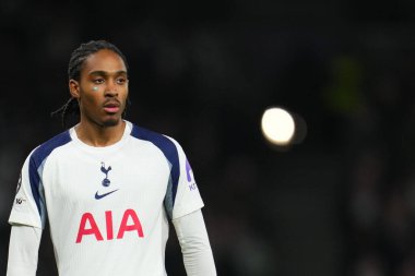 Djed Spence of Tottenham Hotspur during the UEFA Champions League Matchday 6 of 8 Tottenham Hotspur vs Slavia Prague at Tottenham Hotspur Stadium, London, United Kingdom, 9th December 2025 