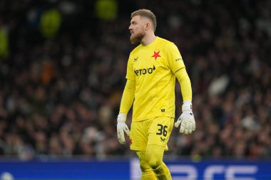 Slavia Prag 'dan Jindrich Stanek UEFA Şampiyonlar Ligi Maçı sırasında Tottenham Hotspur, Slavia Prag' a karşı Tottenham Hotspur Stadyumu, Londra, İngiltere, 9 Aralık 2025 