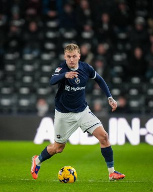 Alfie Doughty of Millwall dribbles the ball during the Sky Bet Championship match Derby County vs Millwall at Pride Park Stadium, Derby, United Kingdom, 10th December 2025