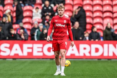 Middlesbrough 'dan Tommy Conway 13 Aralık 2025' te Middlesbrough, İngiltere 'deki Riverside Stadyumu' nda oynanan Middlesbrough-Queens Park Rangers maçında maç öncesi ısınma maçında...