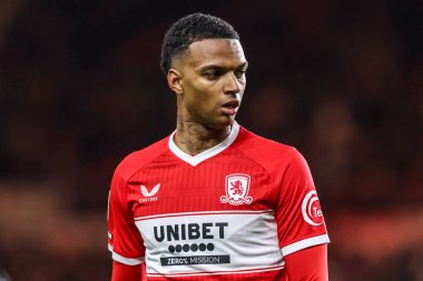Middlesbrough 'dan Morgan Whittaker, Middlesbrough - Queens Park Rangers maçı sırasında Riverside Stadyumu, Middlesbrough, Birleşik Krallık, 13 Aralık 2025