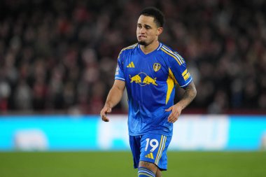 Leeds United takımından Noah Okafor Premier League maçında Brentford, Leeds United 'a karşı Gtech Community Stadyumu, Londra, Birleşik Krallık, 14 Aralık 2025