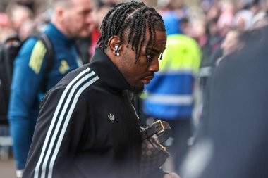 Newcastle United takımından Anthony Elanga, 14 Aralık 2025 'te İngiltere' nin Sunderland-Newcastle United stadyumunda oynanan Premier League maçı sırasında geldi.