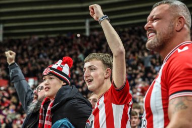Sunderland taraftarları zaferi 14 Aralık 2025 'te İngiltere' nin Sunderland-Newcastle United stadyumunda oynanan Premier League karşılaşmasında kutladılar.
