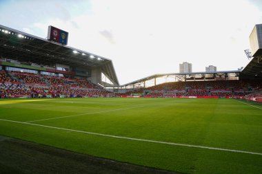 Premier League karşılaşması öncesinde Gtech Community Stadyumu 'nun genel görünümü Brentford - Leeds United maçı 14 Aralık 2025' te Londra 'daki Gtech Community Stadyumu' nda gerçekleşti.
