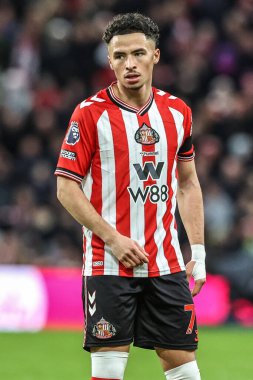 Sunderland 'dan Chemsdine Talbi Premier League maçı sırasında Sunderland - Newcastle United Stadyumu, Sunderland, Birleşik Krallık, 14 Aralık 2025