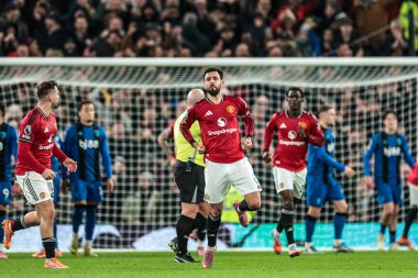 Bruno Fernandes of Manchester Untied celebrates his goal to make it 3-3 during the Premier League match Manchester United vs Bournemouth at Old Trafford, Manchester, United Kingdom, 15th December 2025