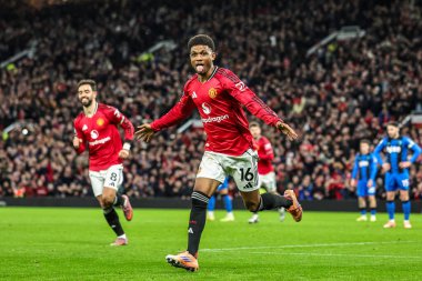 Manchester Untied takımından Amad Diallo, 15 Aralık 2025 'te Old Trafford, Manchester, İngiltere' de oynanan Premier League maçında 1-0 'lık galibiyet golünü kutluyor.