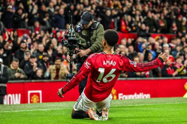 Manchester Untied takımından Amad Diallo, 15 Aralık 2025 'te Old Trafford, Manchester, İngiltere' de oynanan Premier League maçında 1-0 'lık galibiyet golünü kutluyor.