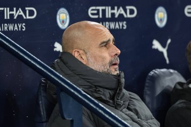 Manchester City - Etihad Stadyumu 'nda Manchester City - Brentford maçında 17 Aralık 2025' te oynanan Carabao Kupası çeyrek final maçında Manchester City teknik direktörü Pep Guardiola
