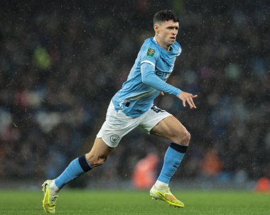 Manchester City 'den Phil Foden, 17 Aralık 2025' te Etihad Stadyumu 'nda Manchester City ile Brentford arasında oynanan Carabao Kupası çeyrek final maçında...