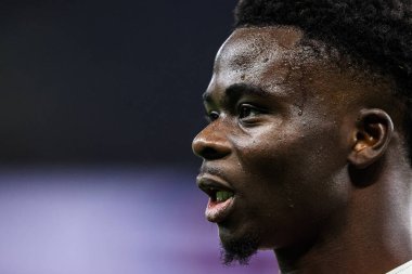Arsenal takımından Bukayo Saka Premier Lig maçında Everton - Arsenal maçı sırasında Liverpool 'daki Hill Dickinson Stadyumu' nda, 20 Aralık 2025