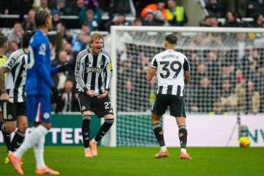 Nick Woltemade of Newcastle United celebrates his goal to make it 2-0 with Bruno Guimaraes of Newcastle United during the Premier League match Newcastle United vs Chelsea at St. James's Park, Newcastle, United Kingdom, 20th December 2025
