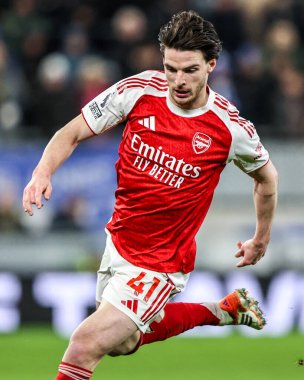 Premier Lig maçında Arsenal 'den Declan Rice, 20 Aralık 2025' te Liverpool 'daki Hill Dickinson Stadyumu' nda Everton 'a karşı Arsenal maçında...