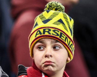 Premier Lig maçı sırasında Arsenal taraftarları 20 Aralık 2025 'te Liverpool' daki Hill Dickinson Stadyumu 'nda Everton' a karşı Arsenal maçını izlediler.