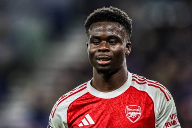 Arsenal takımından Bukayo Saka Premier Lig maçında Everton - Arsenal maçı sırasında Liverpool 'daki Hill Dickinson Stadyumu' nda, 20 Aralık 2025