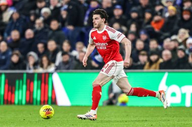 Arsenal 'den Declan Rice, 20 Aralık 2025' te Liverpool, Liverpool 'daki Hill Dickinson Stadyumu' nda oynanan Premier League maçında topu aldı.