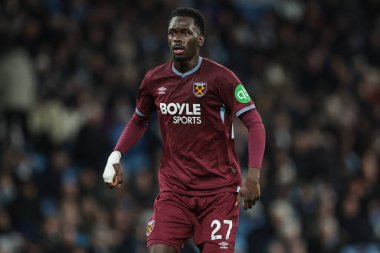 West Ham United takımından Soungoutou Magassa 20 Aralık 2025 tarihinde Etihad Stadyumu 'nda Manchester City-West Ham United maçında