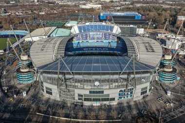 Etihad Stadyumu 'nun Premier Lig maçı sırasında Manchester City ile West Ham United' ın Etihad Stadyumu 'ndaki maçı 20 Aralık 2025' te izlendi.