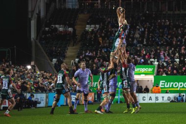 Leicester Tigers 'dan Harry Wells, Leicester Premiership maçında Leicester Tigers' a karşı Gloucester Rugby maçını kazandı. 19 Aralık 2025 'te Mattioli Woods Welford Road Stadyumu' nda.