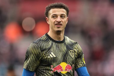 Leeds United takımından Ethan Ampadu, Premier League maçında Sunderland-Leeds United maçında 28 Aralık 2025 'te Stadium Of Light, Sunderland, İngiltere' de ısınma turunda