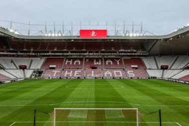 Premier Lig karşılaşması öncesinde Sunderland - Leeds United Stadyumu, Sunderland, İngiltere 'de 28 Aralık 2025