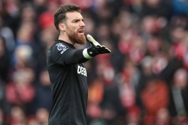 Wolverhampton Wanderers kalecisi Jose Sa, 27 Aralık 2025 'te Anfield, Liverpool' da oynanan Premier League maçında Wolverhampton Wanderers 'a karşı tepki gösterdi.