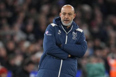 West Ham United Premier League maçında Nuno Espirito Santo teknik direktörü West Ham United Fulham 'a karşı Londra Stadyumu, Londra, İngiltere, 27 Aralık 2025