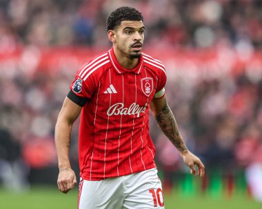 Nottingham Ormanı 'ndan Morgan Gibbs-White Premier League maçı sırasında Nottingham Forest Manchester City' ye karşı 27 Aralık 2025 'te Nottingham, İngiltere' de City Ground 'da.