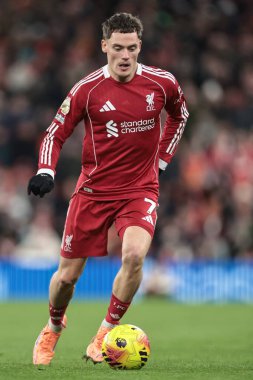 Liverpool 'dan Florian Wirtz Premier League maçında topla Anfield, Liverpool' da Wolverhampton Wanderers 'a karşı, 27 Aralık 2025