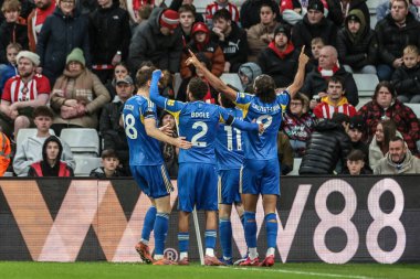 Leeds United takımından Dominic Calvert-Lewin, 28 Aralık 2025 'te İngiltere' nin Sunderland-Leeds Stadyumu 'nda oynanan Premier League maçında 1-1' lik galibiyet golünü kutluyor.