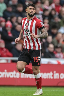 Sunderland 'dan Omar Alderete Premier League maçı sırasında Sunderland - Leeds United Stadyumu, Sunderland, Birleşik Krallık, 28 Aralık 2025