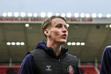 Sunderland 'dan Chris Rigg, 28 Aralık 2025' te İngiltere 'nin Sunderland-Leeds United Stadyumu' nda oynanan Premier League maçı sırasında geldi.