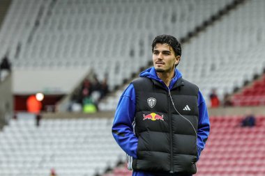 Leeds United takımından Brenden Aaronson, 28 Aralık 2025 'te İngiltere' nin Sunderland-Leeds United Stadyumu 'nda oynanan Premier League maçı sırasında geldi.