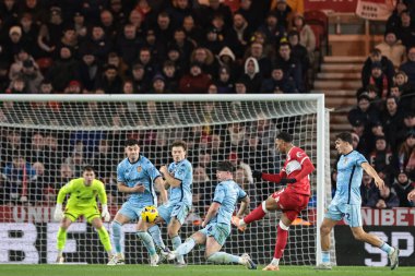 Middlesbrough 'dan Morgan Whittaker, 29 Aralık 2025' te Middlesbrough-Hull City 'de oynanan Sky Bet Şampiyonası maçında gol atarken görülüyor.