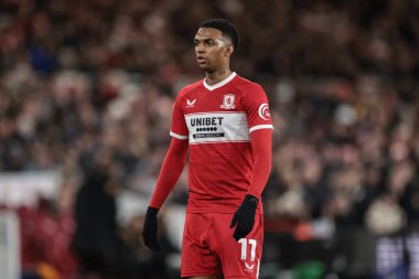 Middlesbrough 'dan Morgan Whittaker, Middlesbrough - Hull City maçı sırasında Riverside Stadyumu, Middlesbrough, Birleşik Krallık, 29 Aralık 2025