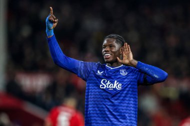 Everton 'dan Thierno Barry 30 Aralık 2025' te İngiltere 'nin Nottingham şehrinde oynanan Premier Lig maçında Nottingham Forest Everton' a karşı 0-2 'lik galibiyet golünü kutluyor.