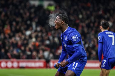 Everton 'dan Thierno Barry 30 Aralık 2025' te İngiltere 'nin Nottingham şehrinde oynanan Premier Lig maçında Nottingham Forest Everton' a karşı 0-2 'lik galibiyet golünü kutluyor.