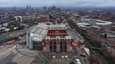Premier Lig maçında Old Trafford 'un Manchester United' a karşı Wolverhampton Wanderers maçındaki hava görüntüsü 30 Aralık 2025 'te Old Trafford, Manchester' da.