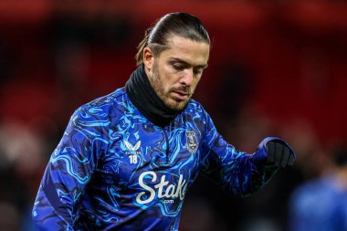 Premier Lig maçında Everton 'dan Jack Grealish 30 Aralık 2025' te Nottingham Forest 'a karşı Everton City Ground, Nottingham, İngiltere maçında ısınma turunda