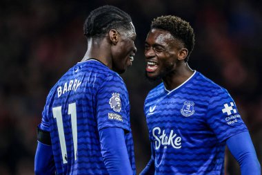 Everton 'dan Thierno Barry 30 Aralık 2025' te İngiltere 'nin Nottingham şehrinde oynanan Premier Lig maçında Nottingham Forest Everton' a karşı 0-2 'lik galibiyet golünü kutluyor.