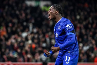 Everton 'dan Thierno Barry 30 Aralık 2025' te İngiltere 'nin Nottingham şehrinde oynanan Premier Lig maçında Nottingham Forest Everton' a karşı 0-2 'lik galibiyet golünü kutluyor.